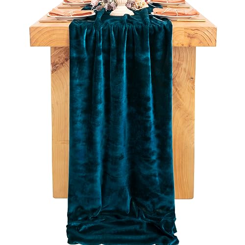 Socomi VELVET TABLE RUNNER 20 X 120 Inches 10Ft Luxurious Thick Cotton Christmas Thanksgiving Wedding Runner thumb #3