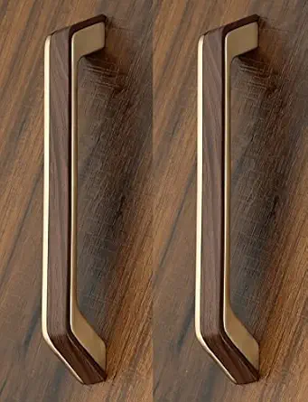 WSK Premium Rose Gold Wooden Finish Wardrobe Door Cabinet Handles Designs Size 96 MM Pack of 2 Pcs Handle: CH402S96-002