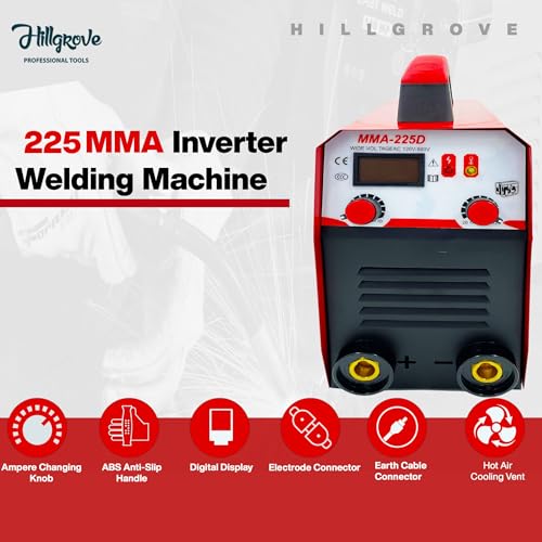 Image of Hillgrove HGCM1210M2 225Amp Arc Force Control, AC, Anti Stick, Hot Start Function Rod Digital Display IGBT Based VRD Technology MMA Inverter Welding Kit Machine