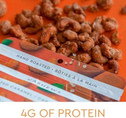 Handfuel Salted Caramel Cashews, Hand Roasted Salted Cashews, 4g of Protein, Proudly Canadian Made Plant Based Flavoured Nuts - 150 Grams - 3