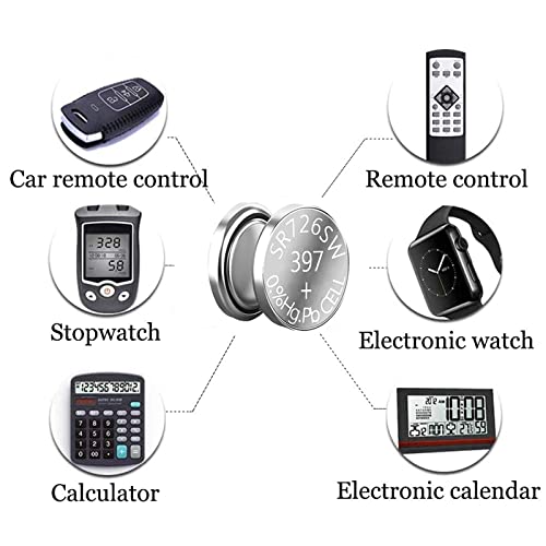 Batería para reloj SR726SW 397 1.5V plata óxido 10 unidades miniatura 5
