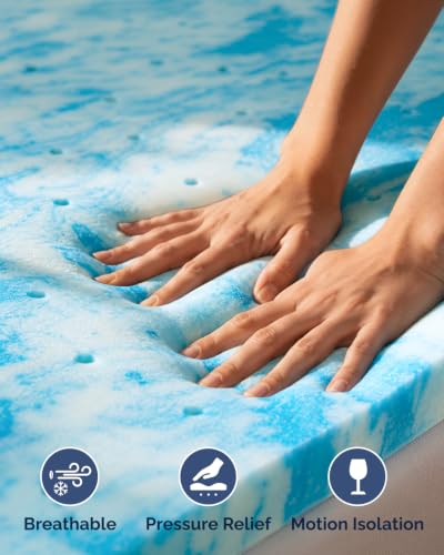 Image of 3 Inch Full XL Memory Foam Mattress Topper - Cooling Gel Mattress Pad | Cooling Gel Infused Bed Topper, Soft Ventilated Mattress Pad for Pressure Relief & Pain-Free Sleep, CertiPUR-US & Oeko-TEX