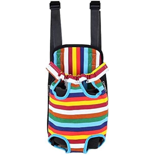 Dog Carrier Legs Out Front Pet Carrier Backpack Adjustable Puppy Cat Small Bag with Shoulder Strap and Sling for Traveling Hiking Camping Outdoor (XL, Rainbow)