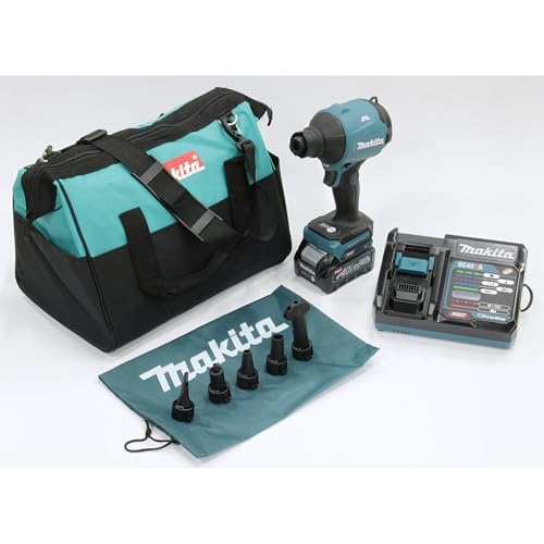 Makita AS001GA102 - Soplador de batería (40 V, máx. 2,0 Ah, 1 batería + Cargador en Bolsa de Transporte), Color Azul