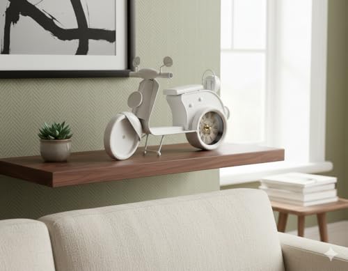 Reloj de sobremesa blanco con forma de scooter retro vintage para decoración de escritorio 6