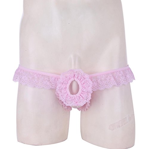 dPois Mens Fully Frilly Lace Sissy Pouch Jockstrap Crossdress Briefs Thongs Panties Underwear - Image 3