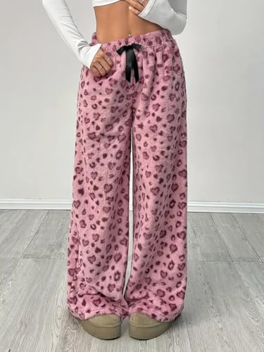 Image of Leopard Pants Women Therian Fuzzy Pajama Pants Y2k Cheetah Pants Grunge High Waisted Fluffy Pants