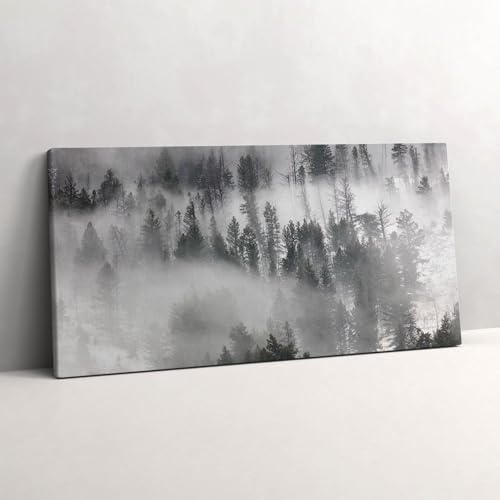 Tableau photo sur toile 120x60cm paysage forestier brumeux Wallfluent