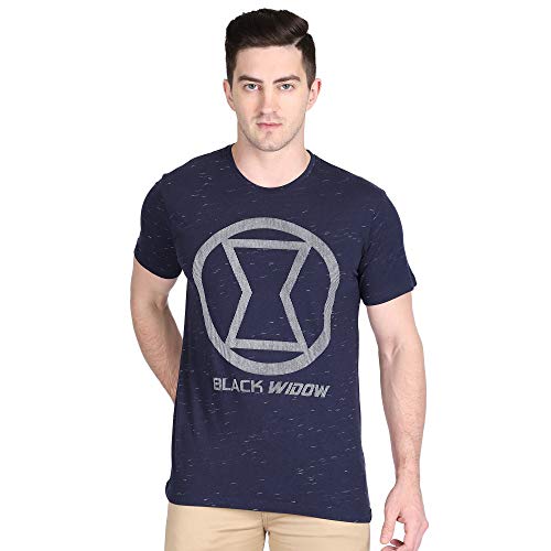 Image of Free Authority Black Widow Printed Regular Fit Blue Cotton Men's T-Shirt