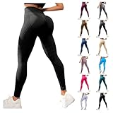 Legging Femme Pas Cher, Leggings à Compression 3D Anti Cellulite Leggings Femme Taille Haute sans Couture, Push Up Opaque, Pantalon Sport pour Yoga Gym Fitness,Noir,M,f03a