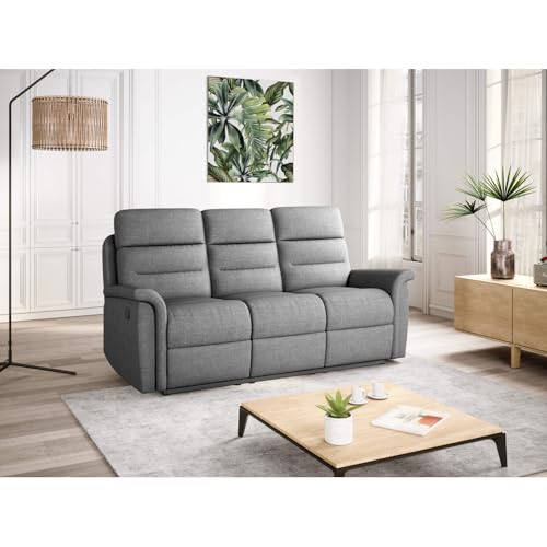 Canapé Relax 3 Places Repose-Pieds Gris Clair SAJUCO
