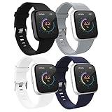 adepoy Compatible with Fitbit Versa Bands for Women Men Large Small, Adjustable Replacement Wristbands for Fitbit Versa/Versa Lite Edition/Versa Special Edition/Versa 2, Black Gray White Navy, Large