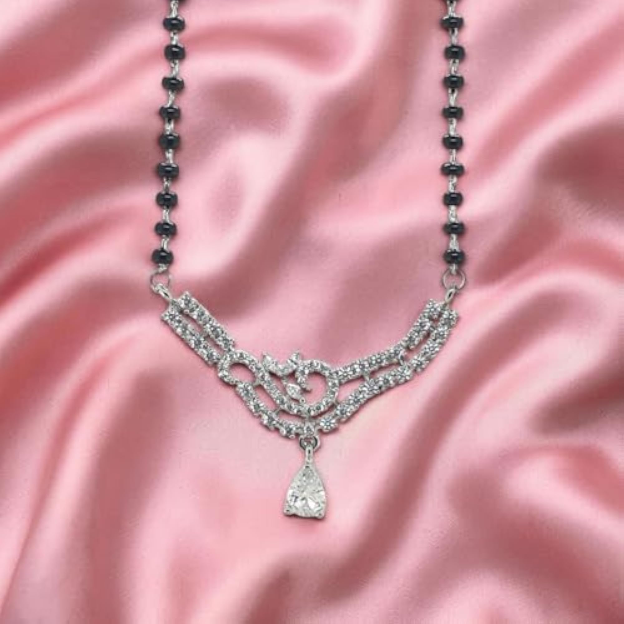 Women's 925 Sterling Silver Sparkling Zircon Design Mangalsutra