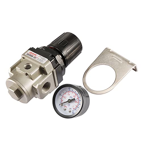 Sourcingmap AR3000-03 Pneumatic Air Source Treatment Pressure Regulator G 3/8, Black, Gray, 12.8 x 50 x 50mm / 5'' x 1.97'' x 1.97'' - Image 3