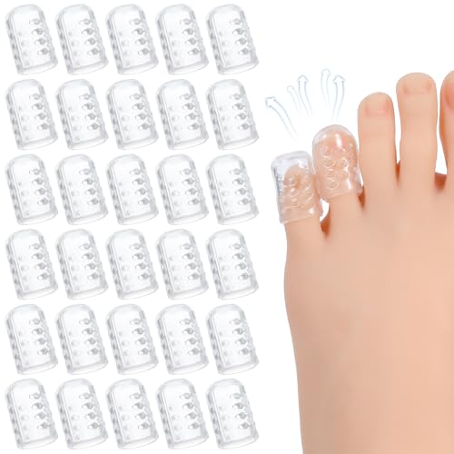 Image of 30 Pcs Silicone Toe Protectors Anti Friction Pinky Toe Protector Gel Toe Protector Toe Sleeves Breathable Toe Covers for Men Women Toe Caps Toe Guards for Feet Blisters Ingrown Calluses