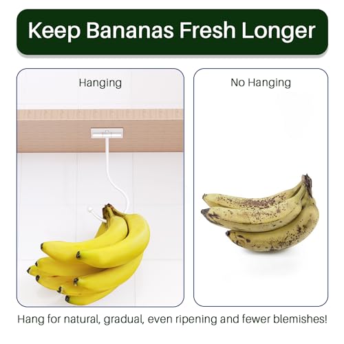 Josmimic White Foldable Banana Hook Under Cabinet - Adhesive Banana Hanger, Banana Holder Under Counter, Metal Banana Stand - Image 6