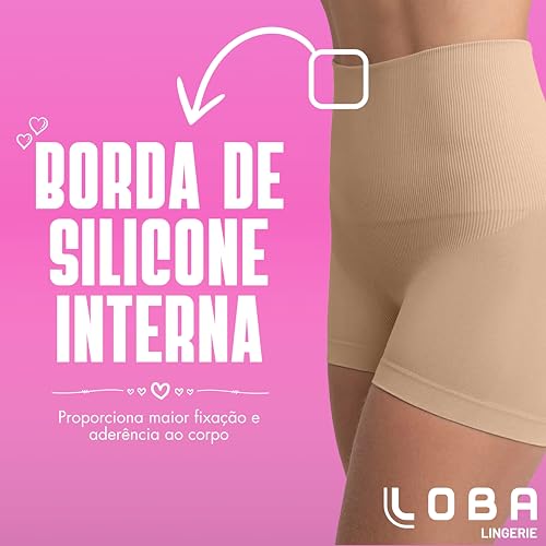 Calcinha Boxer Redutora Slim Sem Costura Short Modelador Loba by Lupo Feminina, Natural Peach, G