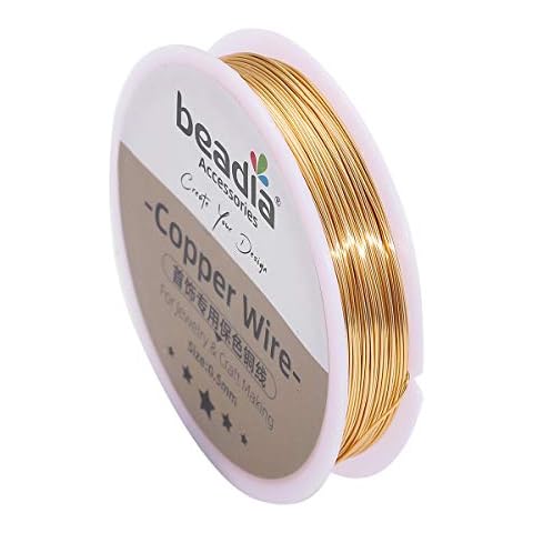 BEADIA KC Gold Copper Wire 0.5mm Bead Cord for Bracelet Necklace Charm Beading Jewelry Making 22yard Cover