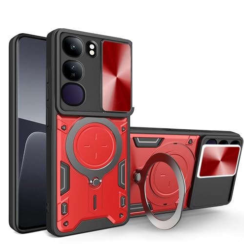 Lucyliy Compatible with vivo V40 Lite IDN Phone Case Cover [with Tempered Glass Screen Protector] red