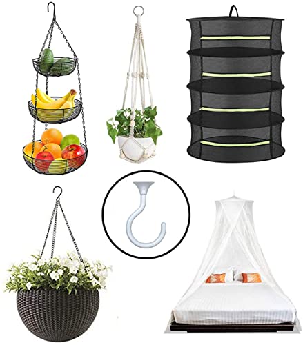 Evsteluo 2 Sets Large Swag Ceiling Hooks Heavy Duty Swag Hook with Hardware for Hanging Plants Ceiling Installation Cavity Wall Fixing (2 Sets, White) - Image 2