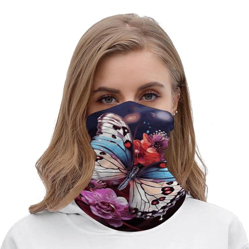 Pasamontañas balaclava elástica para hombre y mujer con mariposas coloridas sobre flores para clima frío, bufanda cuello, banda a prueba de viento para motocicleta, ciclismo, esquí y fiestas miniatura 5