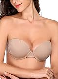 JOATEAY Women's Strapless Self Adhesive Bra Reusable Backless Sticky Push Up Bra Invisible (Nude,...