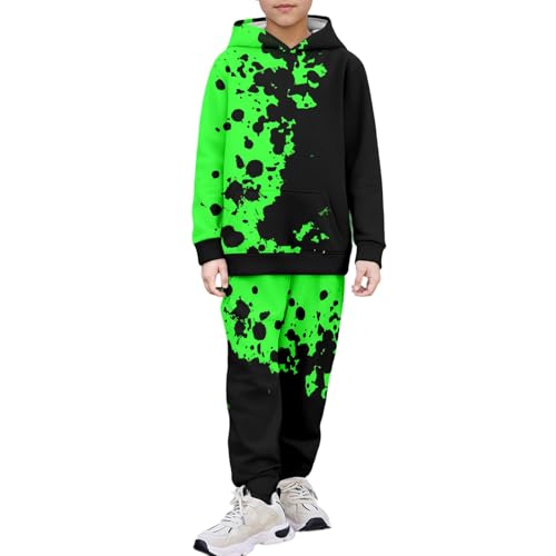 Boys Hoodie and Sweatpants 2 Piece Set Lightweight Graphic Print Jogger Outfit Hooded Pullover Sweatshirt for Kids
