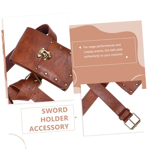 1set Medieval Embossed Belt Holder Cosplay Accessory for Renaissance Featuring Intricate Design and Vintage Charm for Costumes Brown3