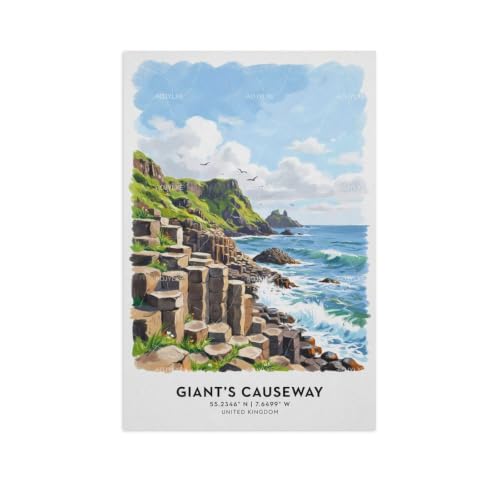 Chaussée des géants impression paysage grand format affiche aquarelle murale salon