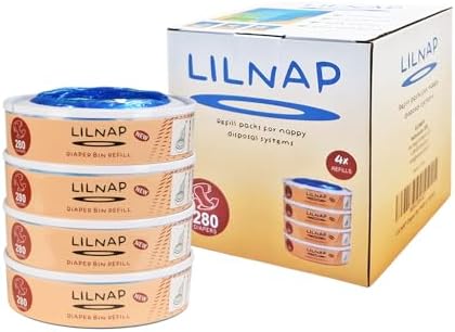 LILNAP - 4 Nachfüllkassetten kompatibel mit Angelcare Windeleimer & Litter Locker II (RUNDE KASSETTEN) - Neues Design
