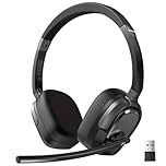 TECKNET 6.0 Bluetooth Headset, Wireless Headset with Microphone for Work, USB Headset with Microphone, 50H Playtime & Mute, On-Ear Headphones for Office/Call Center/Truck/Home