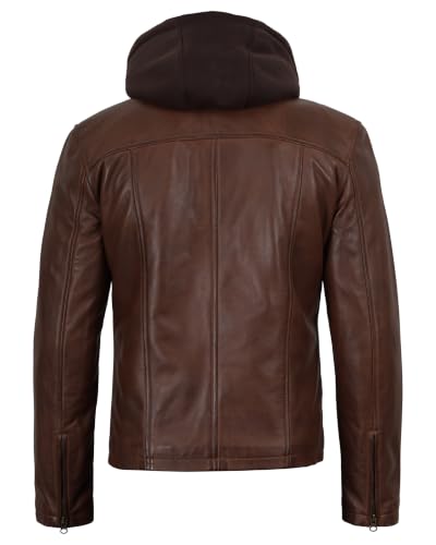 Image of Decrum Hooded Leather Jacket Men