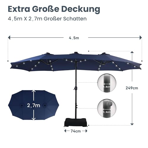 Sombrilla rectangular estable de 450x270 cm que resiste el viento en balcones 7