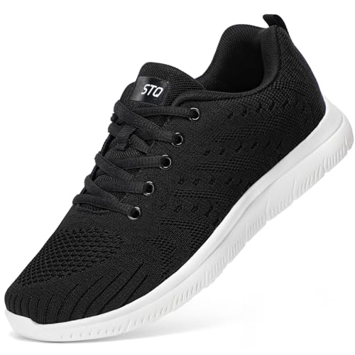 STQ Tennis Shoes Womens Sneakers Breathable Mesh Walking Shoes Arch Support Orthopedic Athletic Workout Gym Running Shoe for Travel Jogging Sports Cross Training