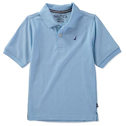 Nautica - Polo de anclaje de manga corta para niño, cierre de botón, suave y cómodo, tela piqué, Azul/claro, 5