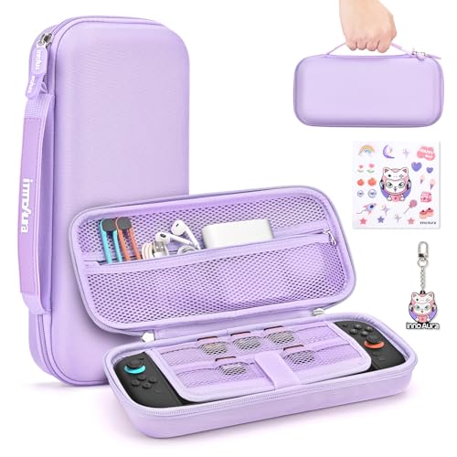Image of innoAura Switch 2 Carrying Case for NS Switch 2 (2025), with 9 Game Card Slots, Protective Travel Storage Case, Cute Pendant and Sticker, Purple