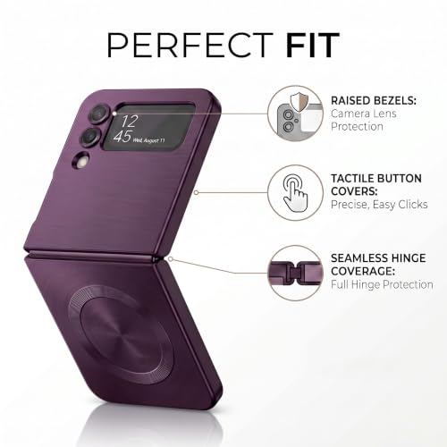 Image of amazon basics Premium Mag-Safe Case for Samsung Galaxy Z Flip 3 | Shockproof & Anti-Scratch Cover | Soft Silicone with Wireless Charging | Camera Lens Guard - Purple