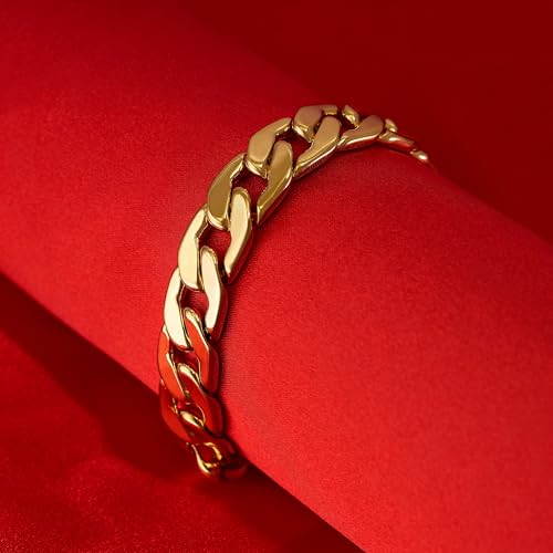 LIFETIME JEWELRY 12mm Flat Cuban Link Chain Bracelet for Men & Women 24k Gold Plated3