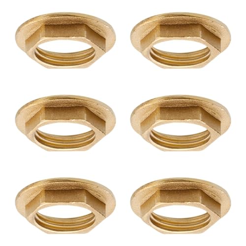 BEATIFIC 6 porcas de bloqueio sextavadas com flange, rosca interna de 1/2 polegadas, porca hexagonal de latão, porca de montagem sanitária, para casa de banho, lavatório, acessórios de canalização