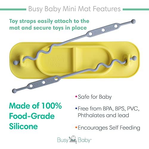 Busy Baby Mat | Silicone Mini Suction Placemat For Babies & Toddlers With Adjustable Tethers To Attach Toys | Keep Toys Off The Floor, Dishwasher Safe, Bpa Free | Includes Travel Sleeve (Orange) #TOP1