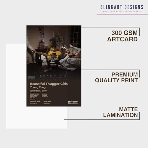 Image of BLINKART Young Thug - Beautiful Thugger Girls Wall Photo Frames | Wall Art for Bedroom, Living Room, Studio or Office | Album Cover Print with Spotify Song Link QR Code | Gift for Fans - 8x12 In