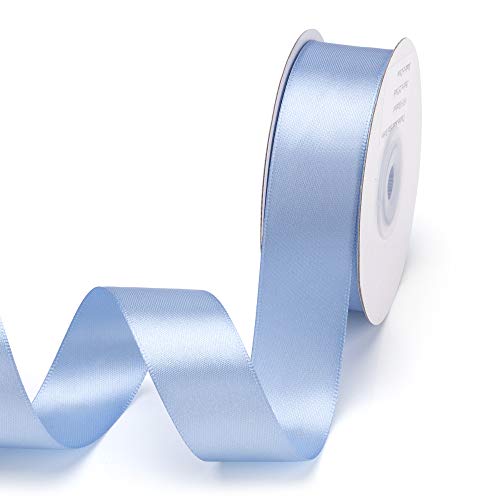 Filan Double Face Satin Ribbon 1 Inch x 25 Yards Double Sided Solid Polyester Ribbon for Gift Wrapping Party Hair Braids Bow Shower Decoration floral Arrangement Craft Supplies, Bluebird