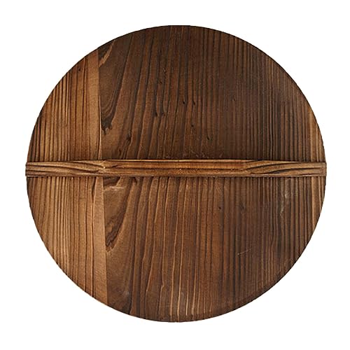STOBAZA 木製 中華鍋 蓋 30Cm 丸 ナチュラル 蓋 スキレット カバー 木 鍋 カバー 鍋 蓋 キッチン アクセサリー カバー フライパン スキレット 蓋 交換用