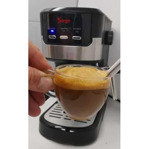 Miniatura 7 de Sirge Cremaexpresso Cafetera, Cafetera Espresso 15 Bares Bomba Italiana Capacidad 1.2l, 850 W, Espumador De Leche Para Cappuccino Y Doble Removible Y Control Tactil, Negro