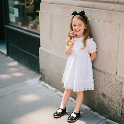 Image of Kiderence Toddler Girl Mary Jane School Uniform Dress Shoes Oxford Flats | Wide Toe Box Great Comfort for Student Shoe and Flower Girl Shoe for Wedding, Parties, Church