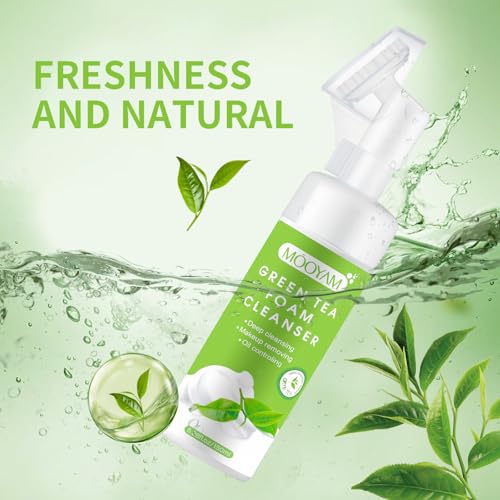 Green-Tea-Face-Wash-with-Brush-for-Women-and-Men-Organic-Green-Tea-Foaming-Facial-Cleanser-with-Nature-Aloe-Vera-Extracts-Gentle-Fresh-Face-Cleanser-for-Deep-Cleansing-Makeup-Remove-and-Oil-Control