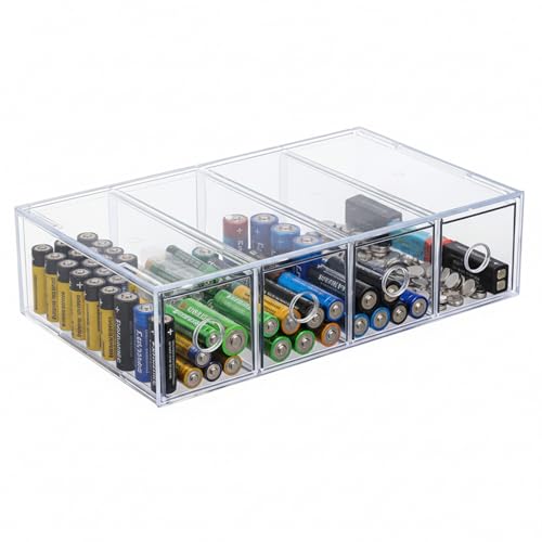 Lolytama 1 Pack Battery Storage Organizer,Acrylic Large Battery Holder Organizer