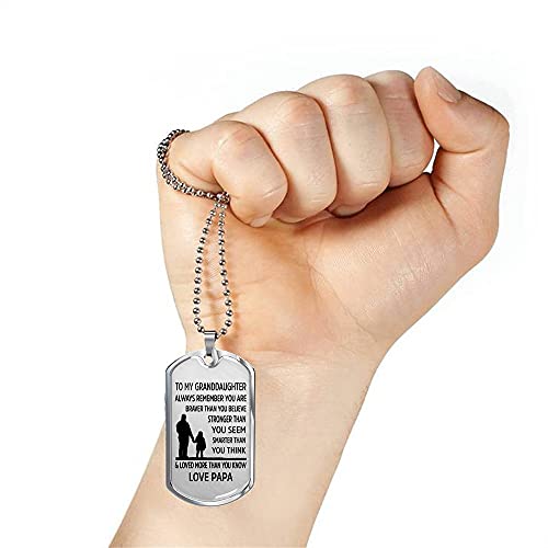 To My Granddaughter Necklace, Always Remember You are Braver Pendant Necklace, Stainless Steel Dog Tag Inspirational Gifts3