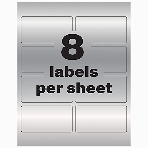 Image of Avery Metallic Asset Tag Labels, 3-3 /4 x 2 inch, Laser Printable Tags, 64 Waterproof Labels (61520)