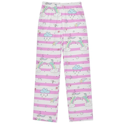 Boy's Pants Rainbow Unicorn Star Pink Jogger Pants Elastic Waist Long Bottoms Trousers with Pockets 6-14 Years - Main Image